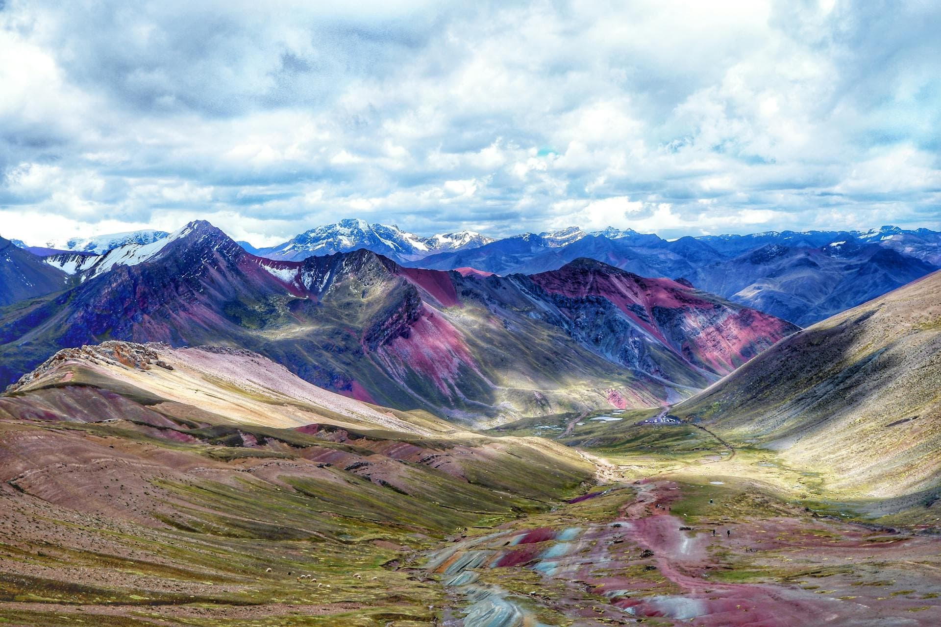 Rainbow Mountain Vinicunca with colourful mineral striations in the Peruvian Andes