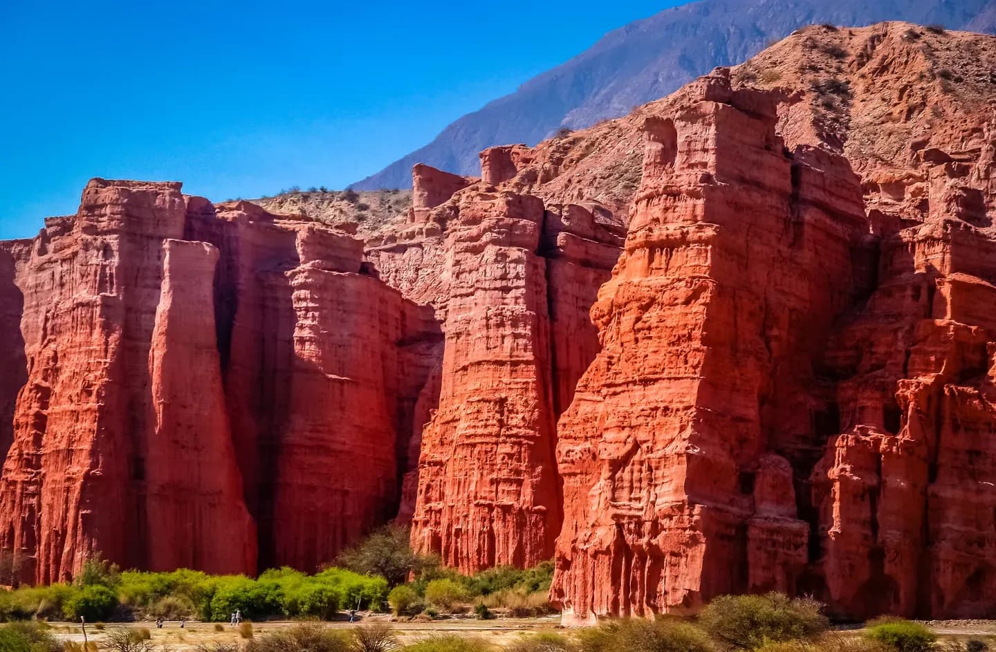 Red rock towers in the Quebrada de las Conchas on the road to Cafayate, Salta, Argentina