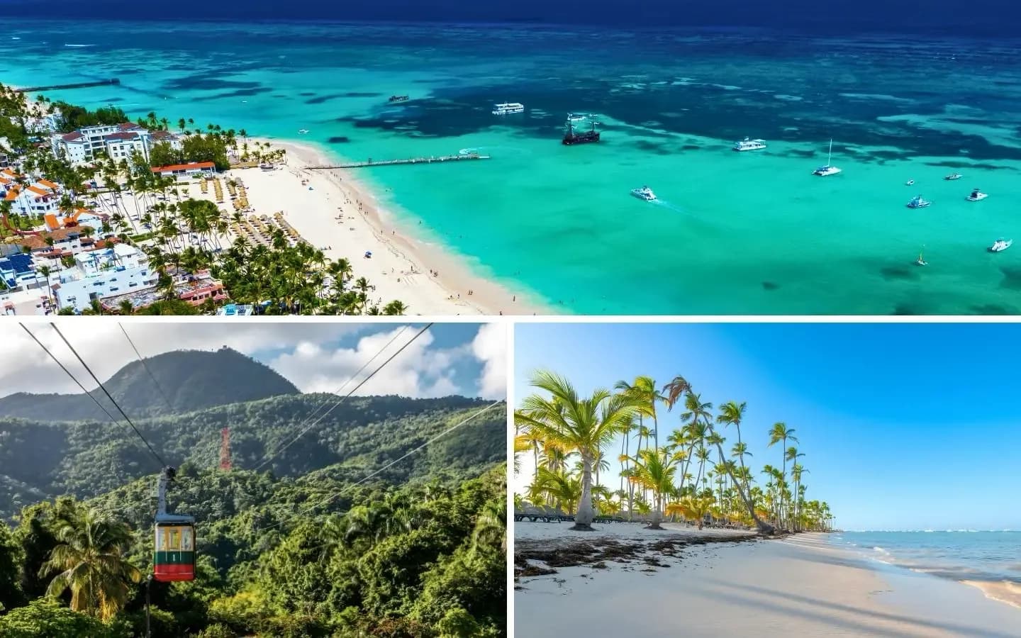 Turquoise Caribbean waters and palm-lined beach in the Dominican Republic