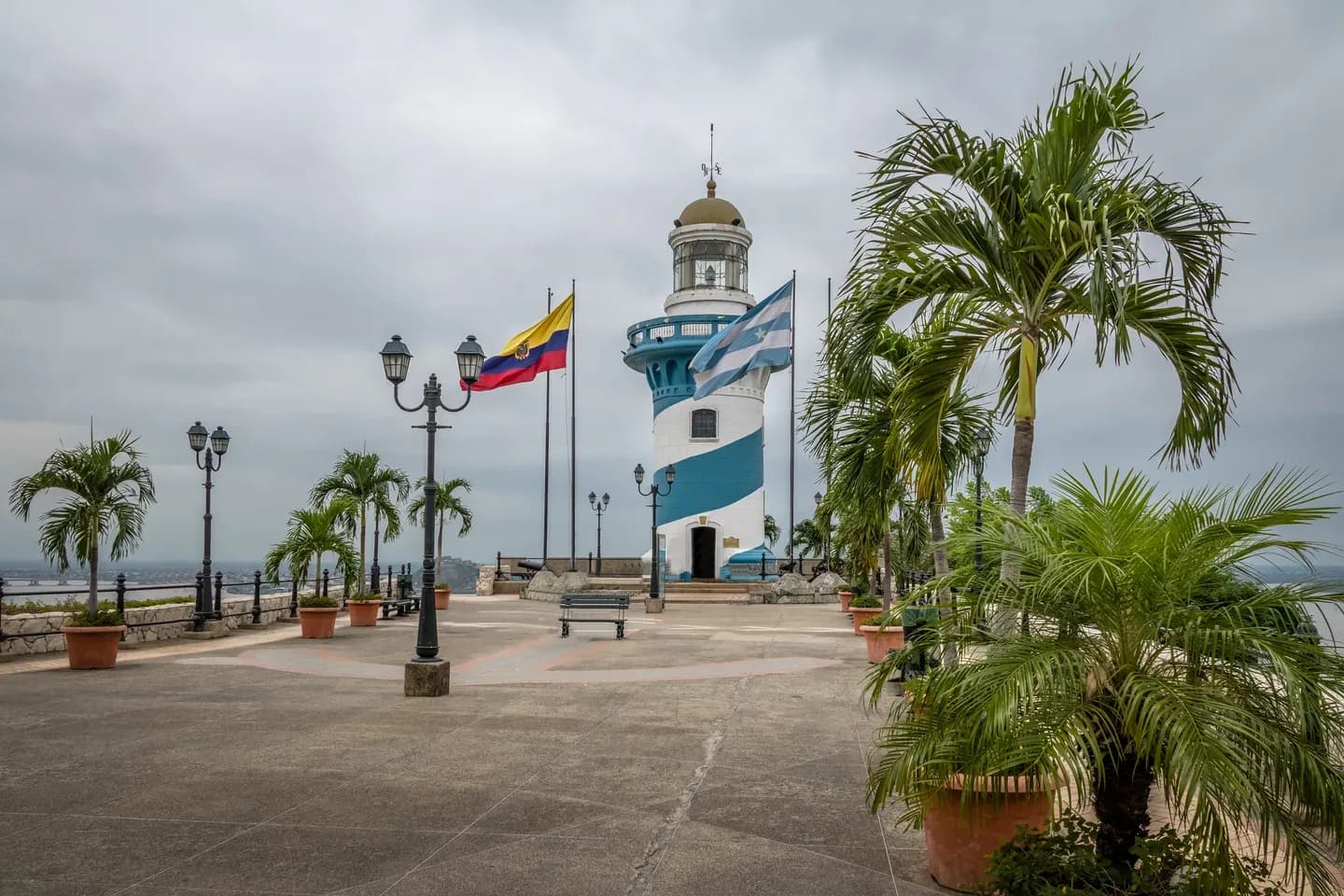 The lighthouse and chapel square on top of Santa Ana hill, Guayaquil, Ecuador