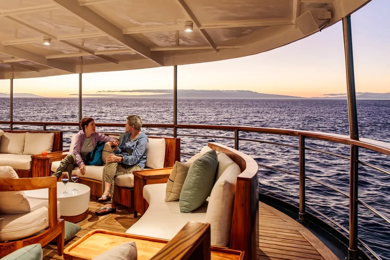 The bar at sunset aboard Evolution, Galápagos