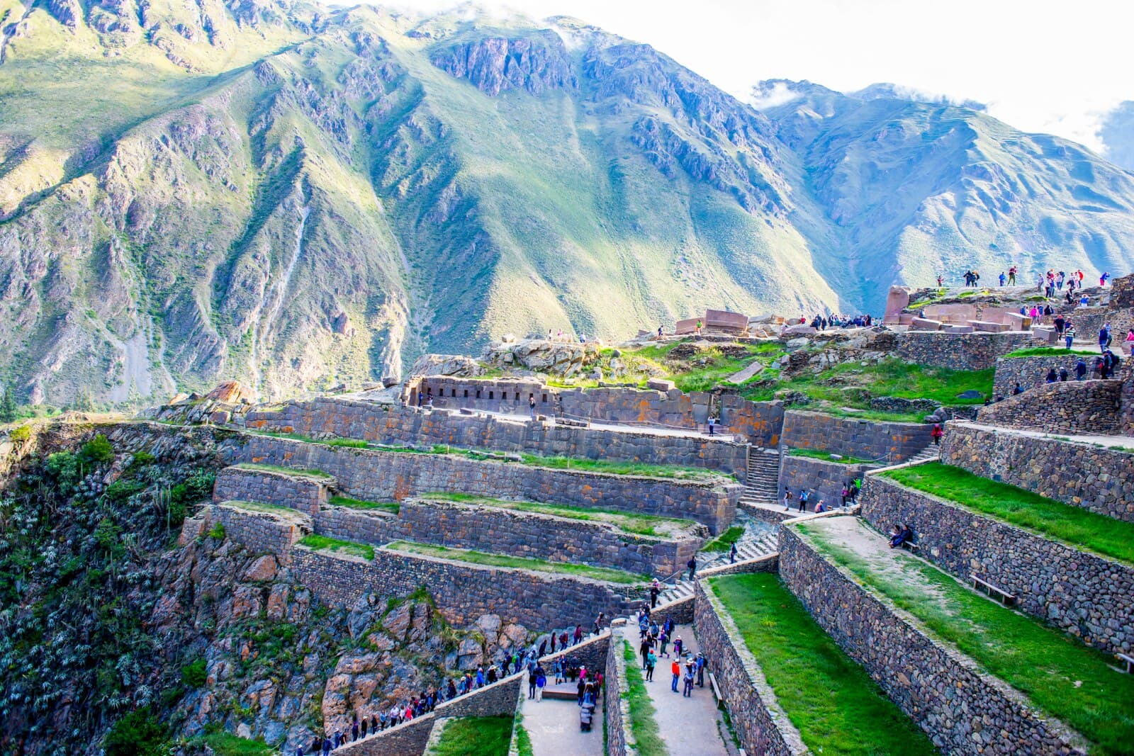 Inca terraces and fortress of Ollantaytambo in the Sacred Valley, Peru
