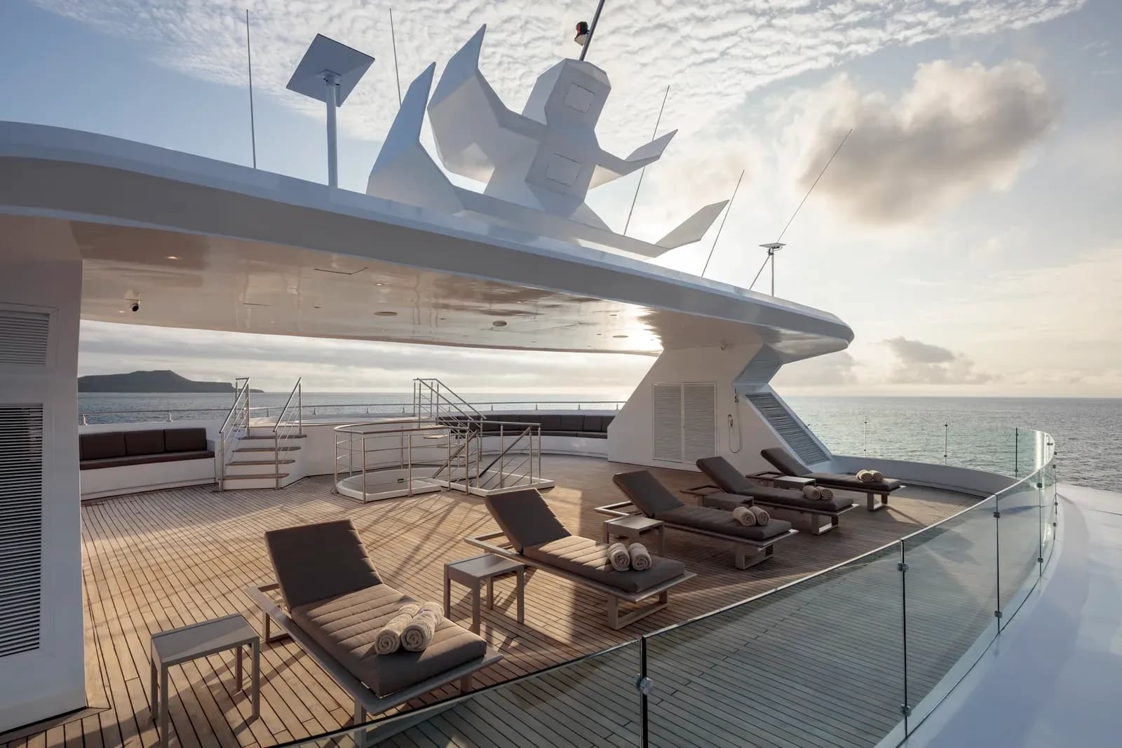Sun deck and plunge pool aboard Hermes, Galápagos
