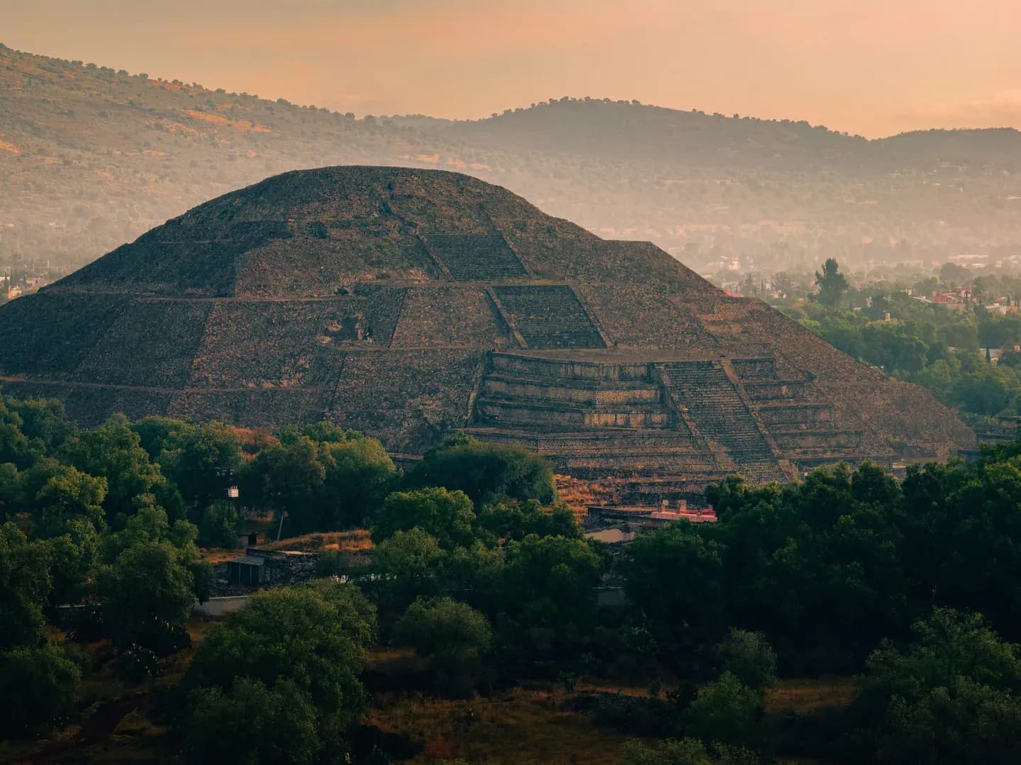 A great stepped pyramid at Teotihuacán in the golden evening light, Mexico